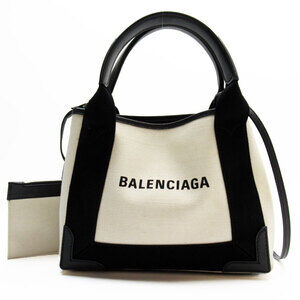 Balenciaga Cabas Shoulder Black Blue Canvas Crossbody Navy White XS Bag